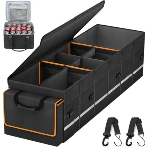 Trunk Organizer with Cooler, Lid, 6 Dividers