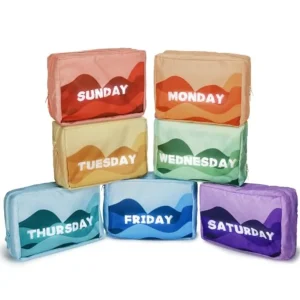 7-Day Colorful Cotton Packing Cubes Set