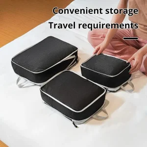 3-Piece Compressible Travel Packing Cube Set Black/Blue/Grey