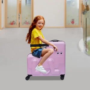 Kids Pink Ride-On Carry-On Suitcase, Rideable Fun
