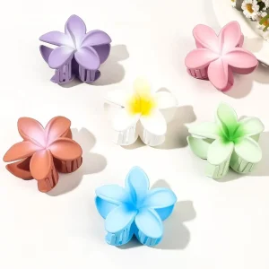 Gradient Plumeria Hair Clip — Transparent Frangipani