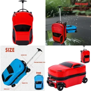 Kids Cartoon Car Pull-Along Suitcase with Handle