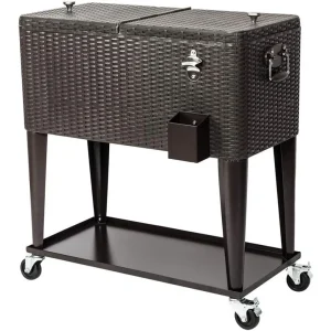 80-Quart Rolling Cooler Cart with Shelf