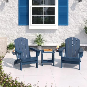 Folding Adirondack Chair with Cup Holder — HDPE