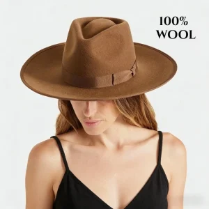 British Wool Women's Fedora Retro Bow Brim Premium